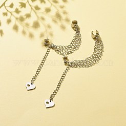 Tarnish Resistant 304 Stainless Steel Safety Chains Dangle Stud Earrings with Ear Cuff&nbsp;EJEW-JE04923-01