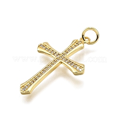 Brass Micro Pave Cubic Zirconia Pendants&nbsp;KK-Z100-29G
