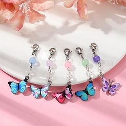 Printed Alloy Butterfly Pendant Decorations&nbsp;HJEW-JM01678