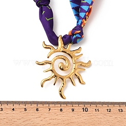 304 Stainless Steel Sun Pendant Adjustable Polyester Ribbon Necklaces for Women&nbsp;NJEW-F349-02G