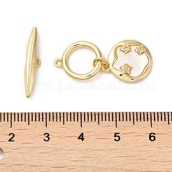 Rack Plating Brass Micro Pave Clear Cubic Zirconia Toggle Clasps&nbsp;KK-E084-10G