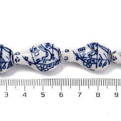 Handmade Blue and White Porcelain Beads Strands&nbsp;PORC-I027-13B