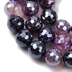 Electroplated Natural Agate Beads Strands&nbsp;G-B191-A07-10mm-10
