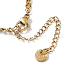 304 Stainless Steel Micro Pave Clear Cubic Zirconia Ring Pendant Twisted Chain Lariat Necklaces&nbsp;NJEW-P318-01G