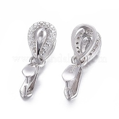 Anti-Tarnish Rhodium Plated 925 Sterling Silver Pendant Bails&nbsp;X-STER-L058-028P
