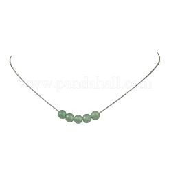Natural Mixed Stone Round Beads Pendant 304 Stainless Steel Boston Link Chain Necklaces&nbsp;NJEW-JN06550