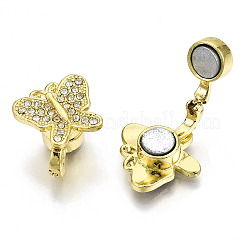 Brass Micro Pave Clear Cubic Zirconia Magnetic Clasps&nbsp;KK-N232-141G-NF