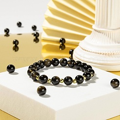 100Pcs 8mm Natural Golden Sheen Obsidian Round Beads&nbsp;DIY-LS0002-42