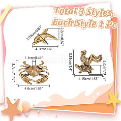 3Pcs 3 Styles Antique Bronze Brass Display Decoraions&nbsp;DJEW-NB0001-44