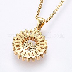 Brass Micro Pave Cubic Zirconia Initial Pendant Necklaces&nbsp;NJEW-H486-30G-W