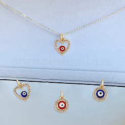 8Pcs 4 Styles Evil Eye Brass Micro Pave Clear Cubic Zirconia Charms&nbsp;KK-DC0002-64