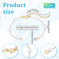 10Pcs Round ABS Imitation Pearl Beads Link Chain Bracelet Making&nbsp;AJEW-UN0002-08