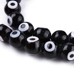 Handmade Evil Eye Lampwork Round Bead Strands&nbsp;LAMP-L055-10mm-08
