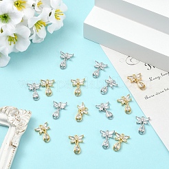 4Pcs 2 Colors Brass Micro Pave Cubic Zirconia Pendants&nbsp;KK-YW0004-42