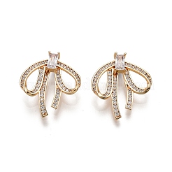 Brass Micro Pave Clear Cubic Zirconia Pnedants&nbsp;KK-C005-14G