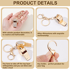 2Pcs 2 Colors Alloy Rhinestone Keychains&nbsp;KEYC-PH0002-20