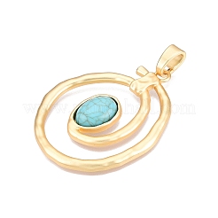 Rack Plating Alloy Pave Imitation Turquoise Resin Big Pendants&nbsp;FIND-N005-41G