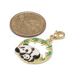 Round Ring with Panda Alloy Enamel Pendant Decorations&nbsp;HJEW-JM01042