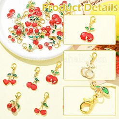 26Pcs 13 Style Cherry Alloy Enamel Pendant Decorations&nbsp;HJEW-CJ00100