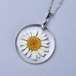 Alloy Resin Dried Flower Pendant Necklaces&nbsp;NJEW-JN02390