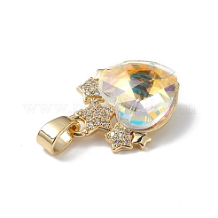 Real 18K Gold Plated Rack Plating Brass Micro Pave Clear Cubic Zirconia Pendants&nbsp;KK-C015-08G-13