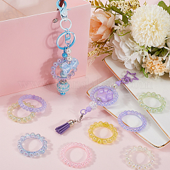 36Pcs 6 Colors UV Plating Acrylic Linking Rings&nbsp;MACR-SC0001-46