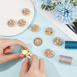 8Pcs Flower Brass & Glass Rhinestone Cufflinks&nbsp;FIND-CY0002-40