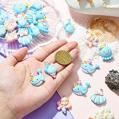 30Pcs 5 Styles Sea Animal Opaque Resin Pendants&nbsp;RESI-CJ0003-62