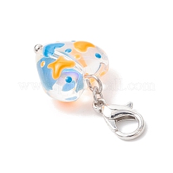 Handmade Glass Enamel Beads Heart Pendant Decorations&nbsp;HJEW-JM03591-02