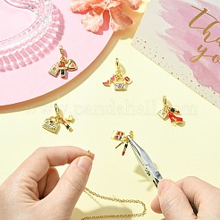 5Pcs 5 Styles Woman Theme Brass Enamel European Dangle Charms&nbsp;KK-CJ0003-91