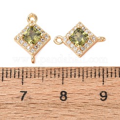 Brass Pave Cubic Zirconia Connector Charms&nbsp;CU-CBAEC99-07G