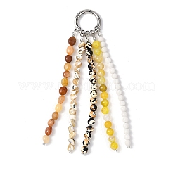 Natural Golden Silk Jade & Malaysia Jade & Trochus Shell & Synthetic Turquoise & Striped Agate/Banded Agate Beads Pendant Decorations&nbsp;HJEW-JM04555