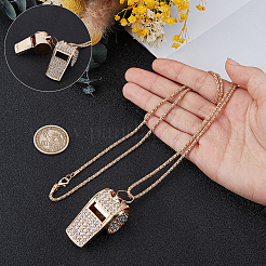 Alloy Crystal Rhinestone Whistle Pendant Necklaces&nbsp;NJEW-WH20001-24G-01