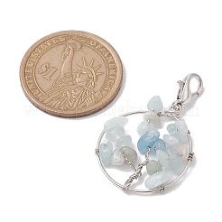 Tree of Life Wire Wrapped Natural Aquamarine Pendant Decorations&nbsp;HJEW-JM01877
