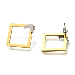 Ion Plating(IP) 304 Stainless Steel Hollow Rhombus Stud Earrings&nbsp;EJEW-C118-04B