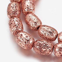 Electroplated Natural Lava Rock Beads Strands&nbsp;G-P400-12
