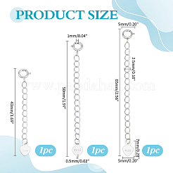 3Pcs 3 Styles Sterling Silver Curb Chain Extender&nbsp;FIND-ME0002-35