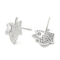 Rack Plating Brass Micro Pave Clear Cubic Zirconia Stud Earrings for Women&nbsp;EJEW-M260-21P