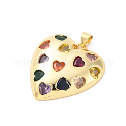 Brass Micro Pave Cubic Zirconia Pendants&nbsp;X-KK-D325-30G