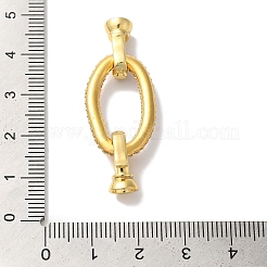 Oval Rack Plating Brass Micro Pave Clear Cubic Zirconia Fold Over Clasps&nbsp;KK-A225-14G