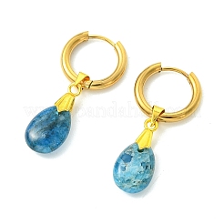 Teardrop Natural Gemstone Hoop Earrings&nbsp;EJEW-JE07153