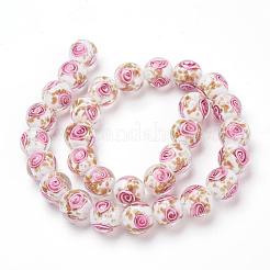 Handmade Gold Sand Lampwork Beads Strands&nbsp;LAMP-L072-G08