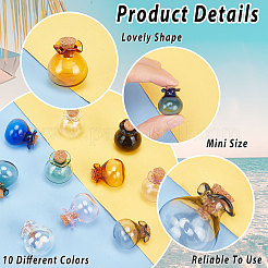 10Pcs 10 Colors Lucky Bag Shape Glass Cork Bottles Ornament&nbsp;AJEW-PH0004-64