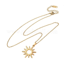 304 Stainless Steel Sun Pendant Cable Chain Necklaces for Men Women&nbsp;NJEW-K308-04A-G