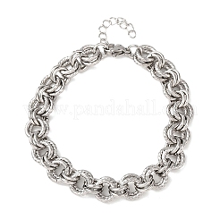 Twisted 304 Stainless Steel Double Ring Link Chains Bracelets for Women&nbsp;BJEW-G780-06P-02