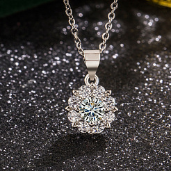 Brass Micro Pave Clear Cubic Zirconia Pendant Necklaces & Stud Earrings&nbsp;FS-WGDAB53-03
