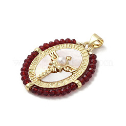 Brass Pave Shell Pendants&nbsp;KK-I708-01D-G