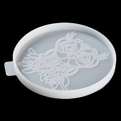 Flat Round with Owl & Flower DIY Cup Mat Silicone Molds&nbsp;SIL-F007-06B