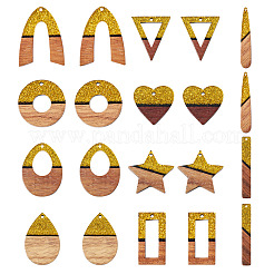 20Pcs 10 Styles Opaque Resin & Walnut Wood Pendants&nbsp;RESI-TA0003-37