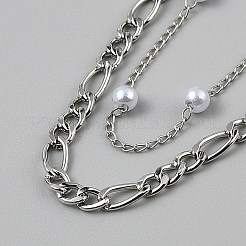 2Pcs 2 Styles Iron Figaro Chains & Curb Chain Belts&nbsp;IFIN-WH20816-001P
